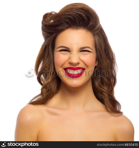 Pinup portrait of young woman isolated