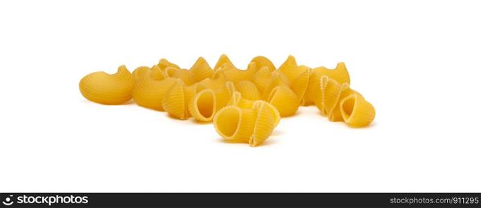 Pipe rigate Italian pasta isolated on white background