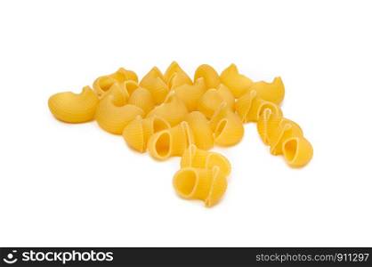 Pipe rigate Italian pasta isolated on white background