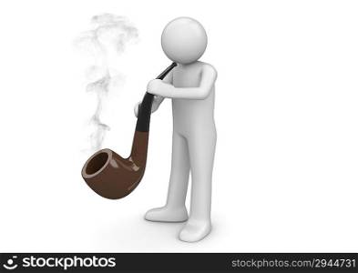 Pipe smoker (3d isolated on white background characters series)