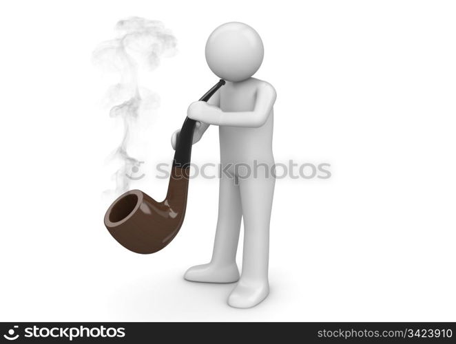 Pipe smoker (3d isolated on white background characters series)