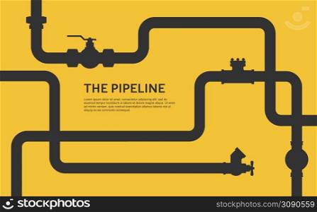 Pipeline infographic. Oil, water flat valve vector design. Pipeline construction isolated. Pipeline infographic. Oil, water or gas flat valve vector design.