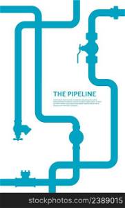Pipeline infographic with blue and white. Oil, water flat valve vector design. Pipeline isolated. Pipeline infographic with blue and white. Oil, water or gas flat vector design.