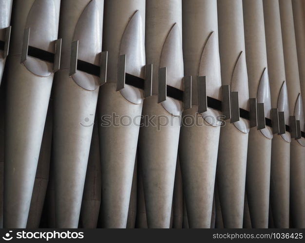 pipes of church pipe organ keyboard music instrument. church pipe organ keyboard instrument