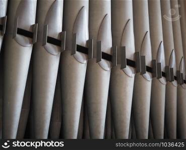 pipes of church pipe organ keyboard music instrument. church pipe organ keyboard instrument