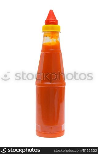Piquant sauce of chile on a white background.