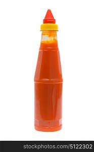 Piquant sauce of chile on a white background.