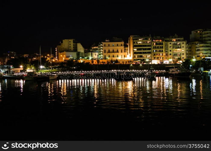 Piraeus Marina port at Greece in the night