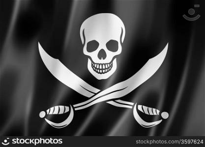 Pirate flag, Jolly Roger, three dimensional render, satin texture