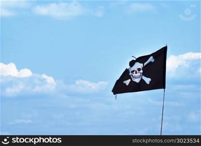 pirate flag on sky background