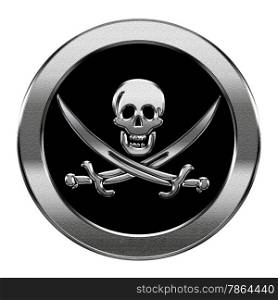 Pirate icon silver, isolated on white background.