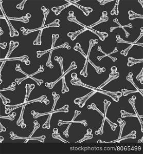 Pirate seamless pattern with bones. Drawing bones seamless pattern. Pirate background vector illustration