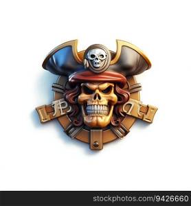 Pirate-Themed Logo on a White Background. Generative ai. High quality illustration. Pirate-Themed Logo on a White Background. Generative ai