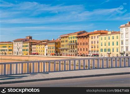Pisa city skyline and  Arno river in Italy