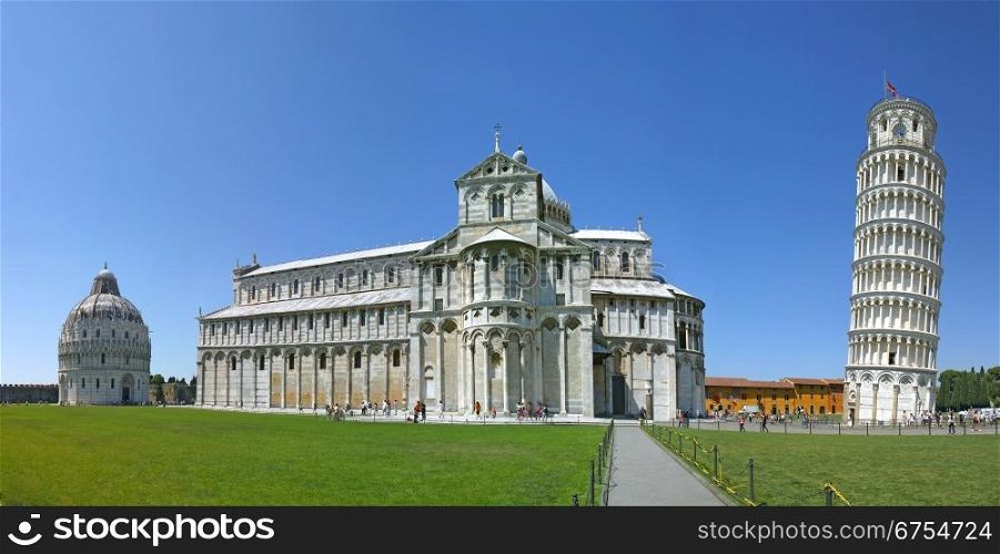 PISA/ITALY - JUNE 27: The Cathedral and Leaning Tower of Pisa on June 27, 2011 in Pisa. The Leaning Tower of Pisa is the campanile, or freestanding bell tower, of the cathedral of the Italian city of Pisa, known worldwide for its unintended tilt to one side.