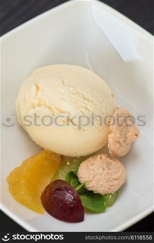 pistachio ice cream. pistachio ice cream in plate