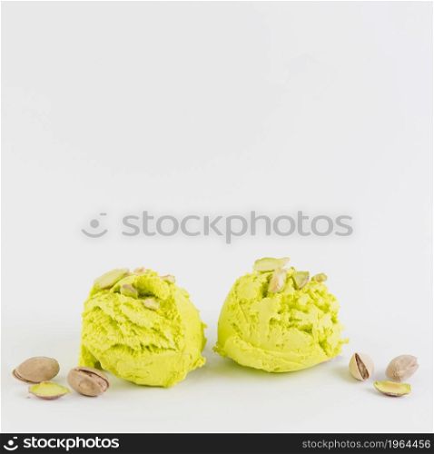 pistachio ice cream white background. High resolution photo. pistachio ice cream white background. High quality photo