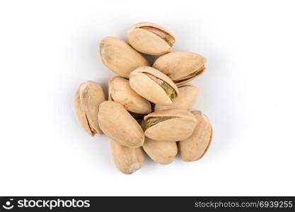 pistachio nut close up on white background isolated