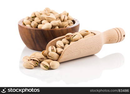 pistachio nut close up on white background isolated