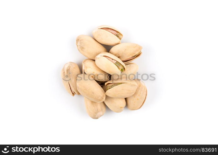 pistachio nut close up on white background isolated