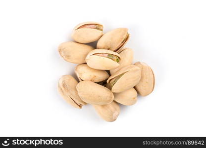 pistachio nut close up on white background isolated