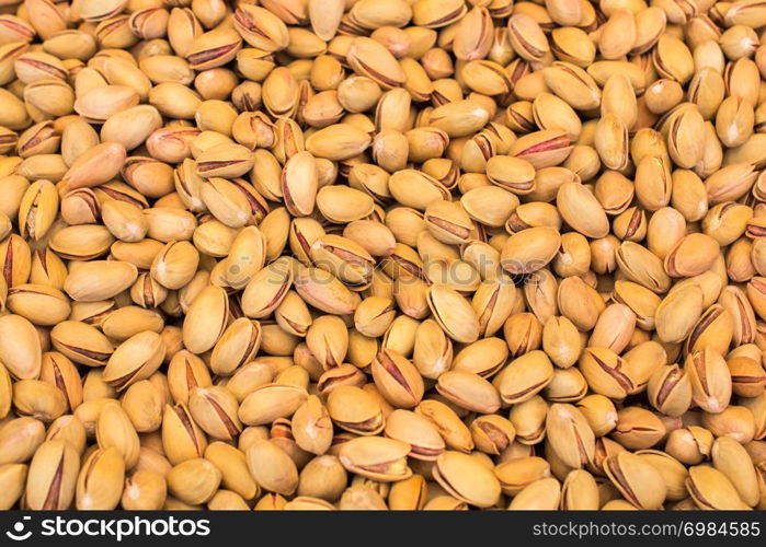 Pistachio nuts with shell ready to eat