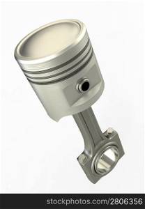 Piston and conrod on white isolated background. 3d