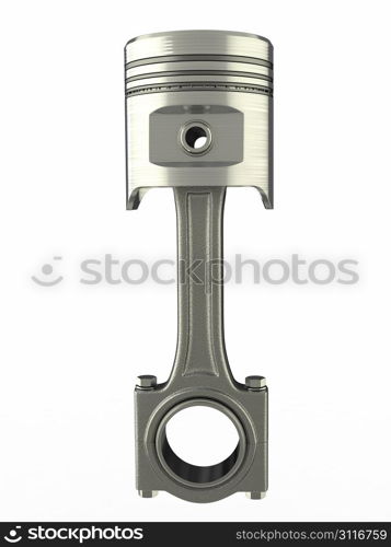 Piston and conrod on white isolated background. 3d