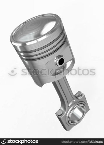 Piston and conrod on white isolated background. 3d