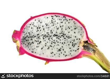 pitaya dragon fruit slices isolated on white background