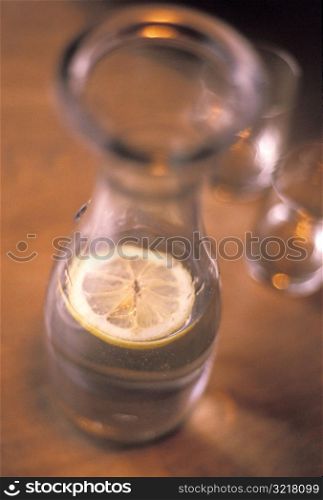 Pitcher of Water with Lemon in it