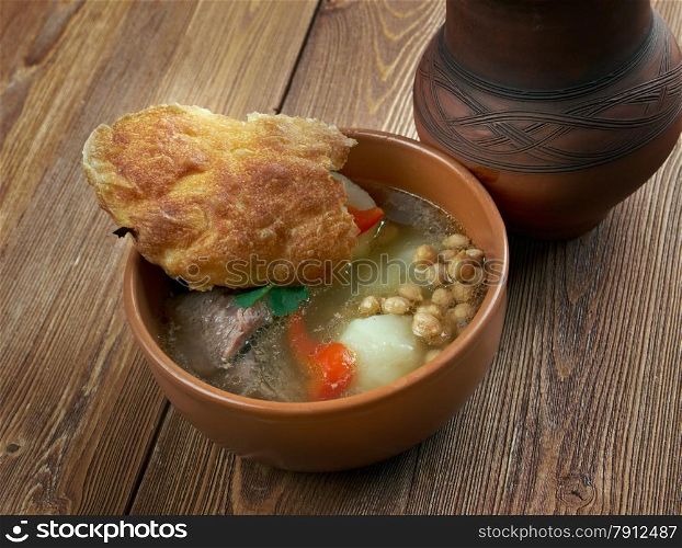Piti - soup in cuisines of Caucasus and Central Asia.made with mutton and vegetables