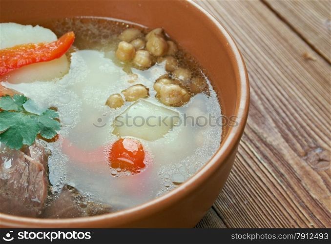 Piti - soup in cuisines of Caucasus and Central Asia.made with mutton and vegetables