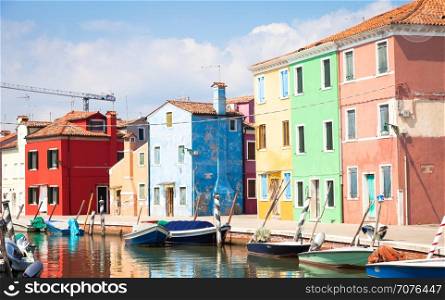 Pitoresque painted houses in Burano Isle, Venice, Italy
