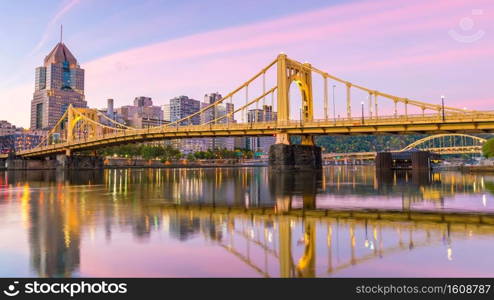 Pittsburgh city downtown skyline cityscape of USA
