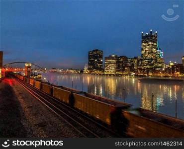 Pittsburgh City Night View by Monongahela River