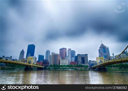 Pittsburgh, Pennsylvania - city in the United States. Skyline with Allegheny and Monongahela River.