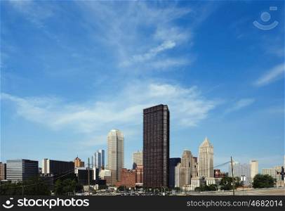 Pittsburgh skyline, Pennsylvania. No brand names or copyright objects.