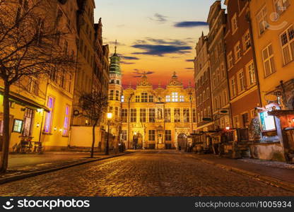 Piwna street, a quiet European street in the Old Town of Gdansk, Academy of Fine Arts view.. Piwna street, a quiet European street in the Old Town of Gdansk, Academy of Fine Arts view
