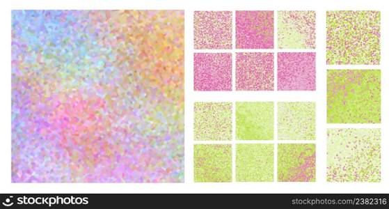 Pixel mosaic background set. Abstract background. Mosaic with bright pixels. Abstract square pixel mosaic