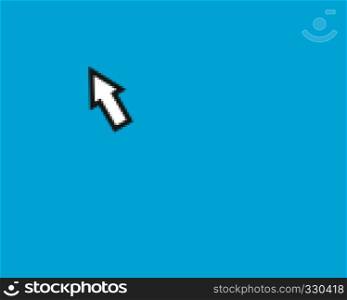 pixelated mouse arrow pointer over blue desktop with copy space. mouse arrow pointer