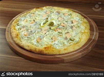 Pizza ai frutti di mare sardines and salmon