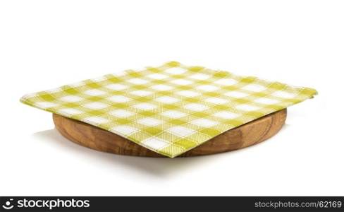 pizza board and napkin isolated on white background