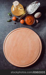 pizza board at table . pizza cutting board at table