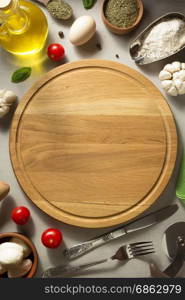 pizza cutting board at table