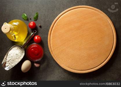 pizza cutting board at table