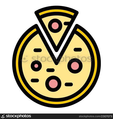 Pizza food icon. Outline pizza food vector icon color flat isolated. Pizza food icon color outline vector