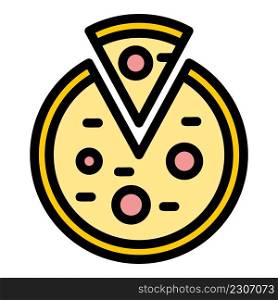 Pizza food icon. Outline pizza food vector icon color flat isolated. Pizza food icon color outline vector