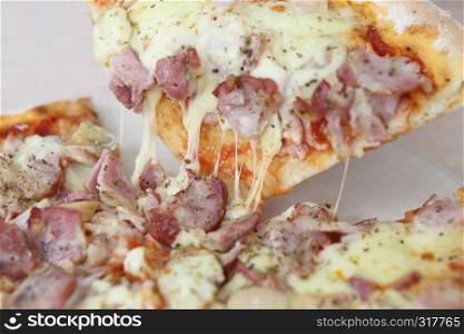Pizza ham and sausage