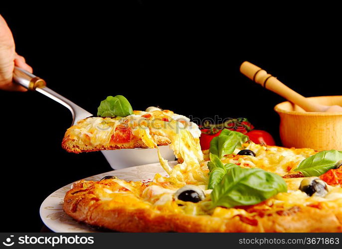 Pizza in black